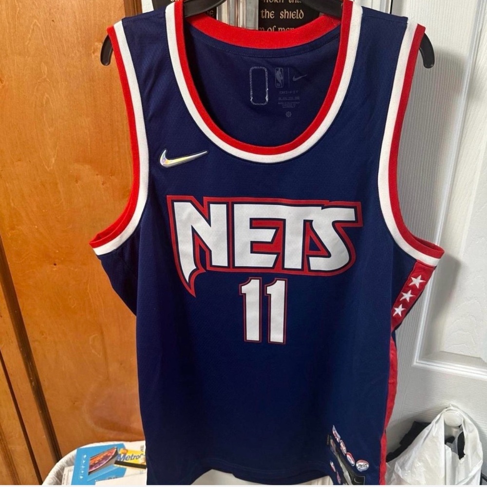 Nike Nets Navy and Red Basketball Jersey